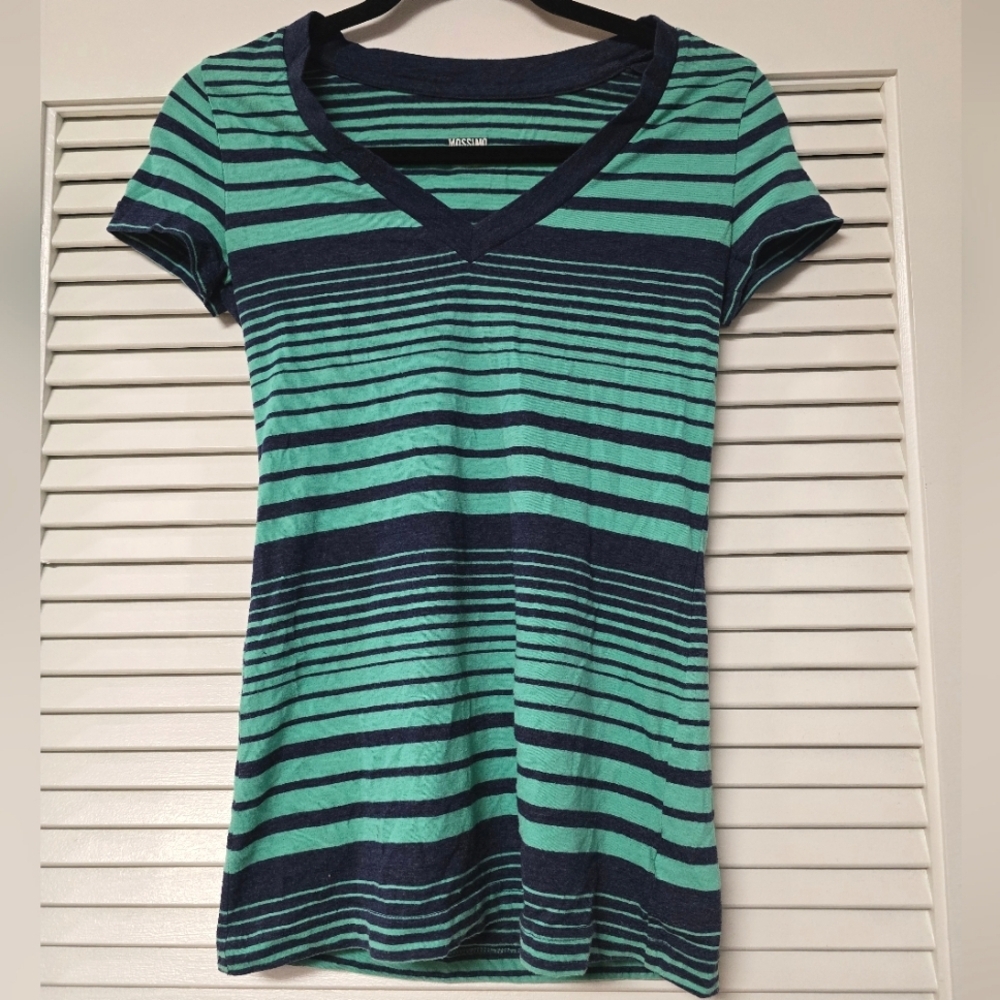 Mossimo Supply Co - Navy & Turquoise Striped Short-Sleeve Top